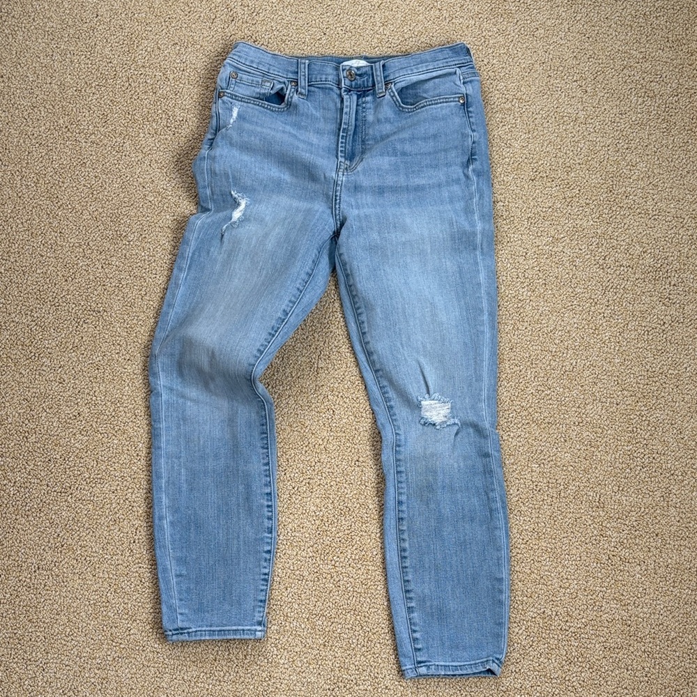 7 For All Mankind Light Blue Distressed Skinny Jeans